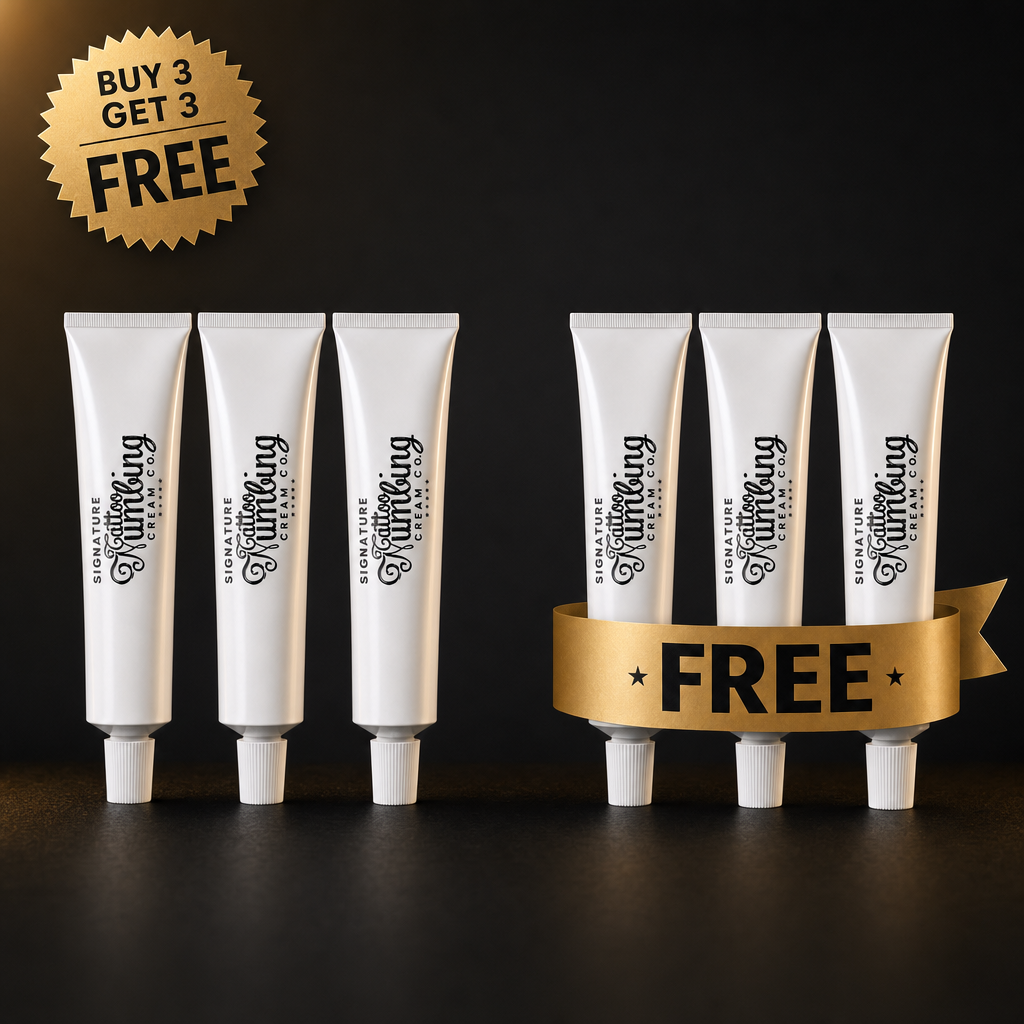 BOGO offer: 3 tattoo numbing cream tubes plus 3 free