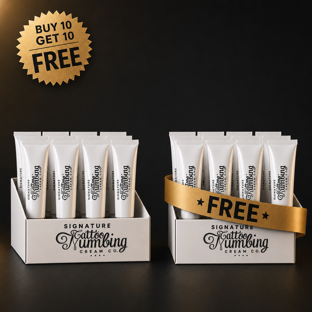 BOGO offer: 10 tattoo numbing cream tubes plus 10 free